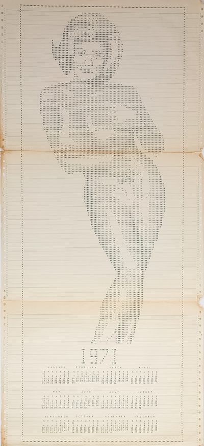 1971 Computer%E2%80%90Printed Calendar with Nude Figure · Unknown · 1971 · Print (Dot Matrix)