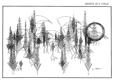 Beasts in a Field C. · Grace C. Hertlein · 1970 · Plotter Drawing