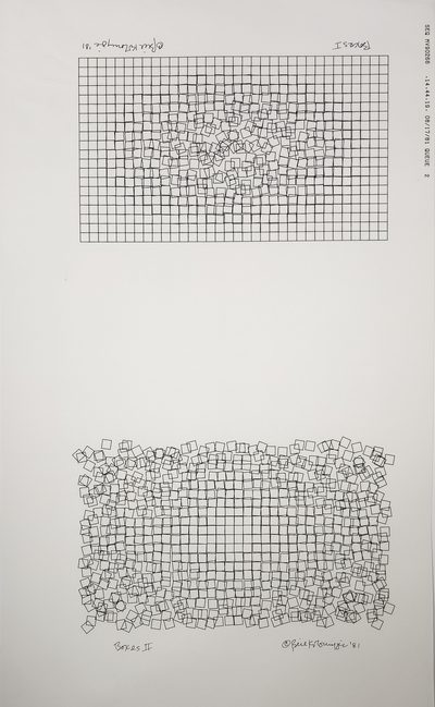 Boxes 1 and 2 · William Kolomyjec · 1981 · Plotter Drawing