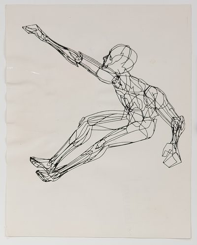 Drawings by Computer Human-Figure Studies 1555046 - Human Figure Extreme Reaching Pose · William Alan Fetter · 1967 · Print