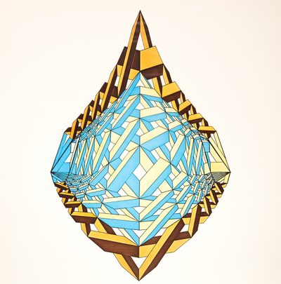 Faceted blueyellow crystal · Christian Cavadia · 1980 · Print