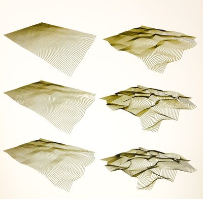 Six stages of a crumpling green sheet · Wolfgang Beyer · 1980 · Print